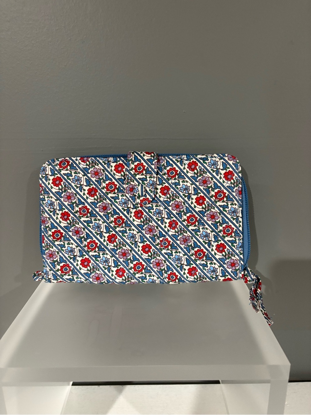 Vera Bradley Floral Zip Around Wallet in Blue, Red and White
